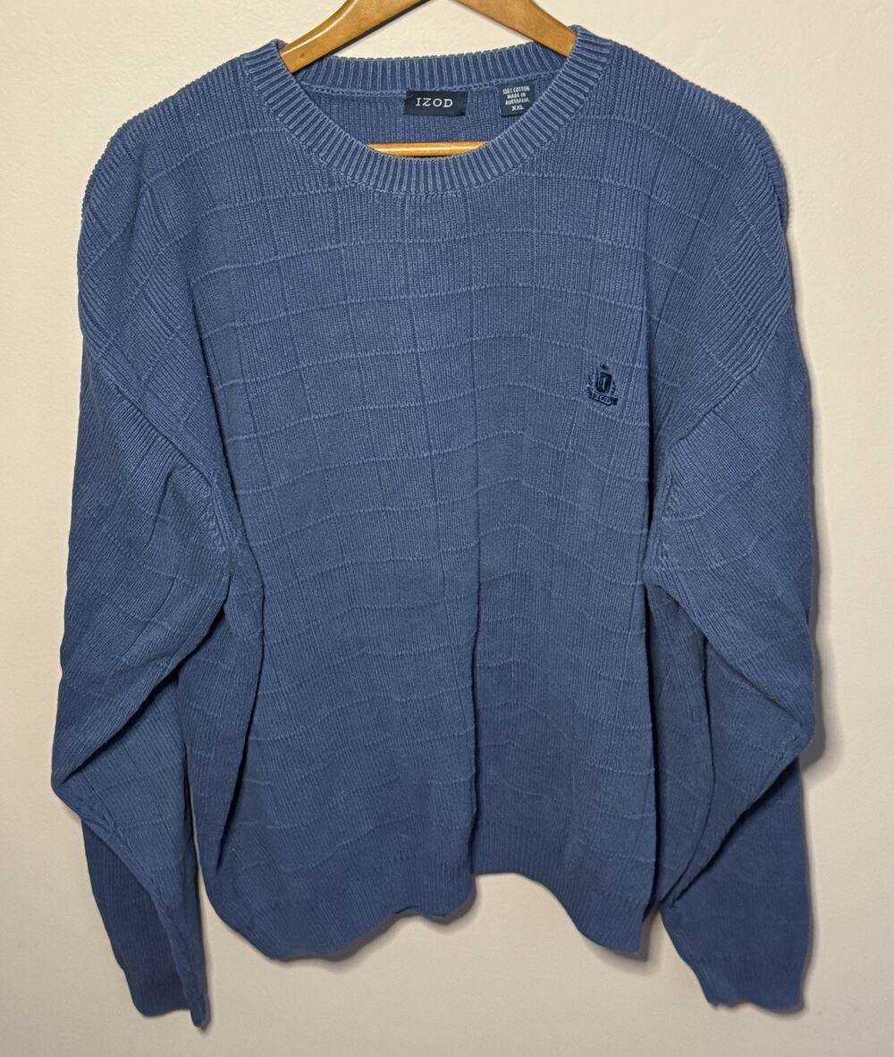 Men's Izod Long Sleeve Knitted Pull Over Sweater Navy blue Size XXL